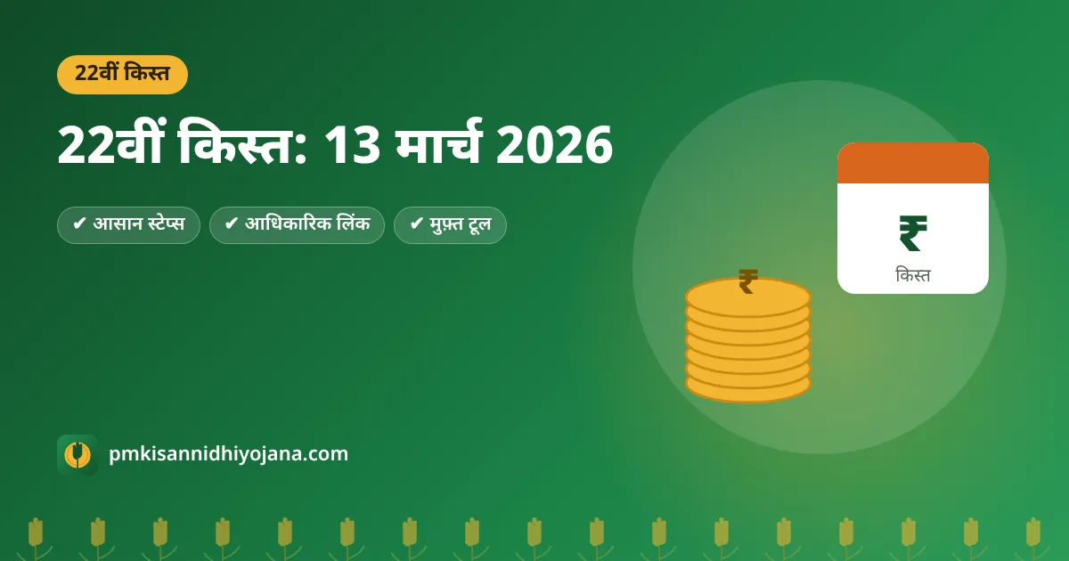 PM Kisan 22वीं किस्त: 13 मार्च 2026 को गुवाहाटी से जारी — पूरी जानकारी